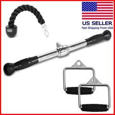 Tricep Press Down Cable D Machine Attachment LAT Pulldown Gym Set 4pcs