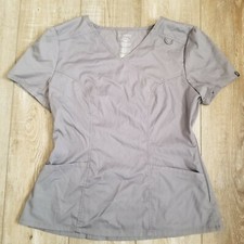 Jaanuu Curve Scrub Top Nurse Shirt Side Zip V-Neck Antimicrobial Gray S Uniform