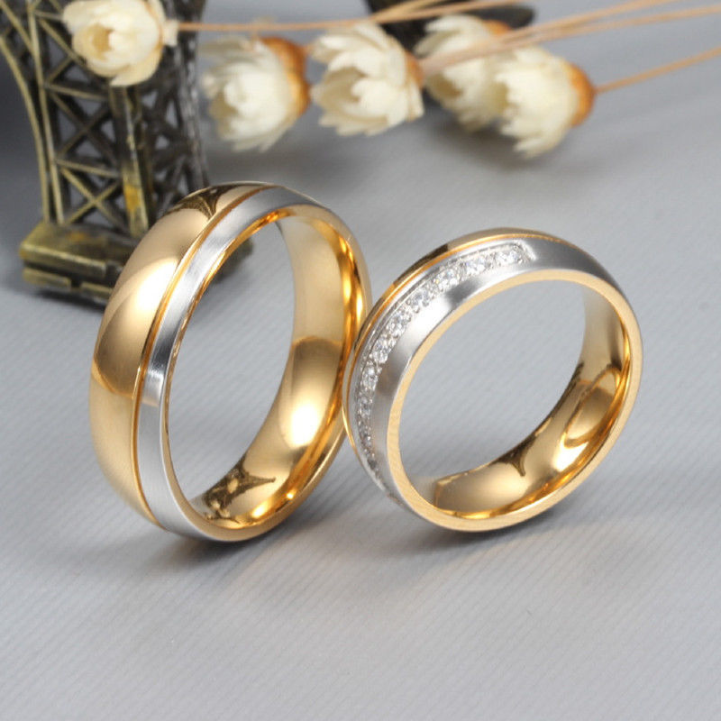 18K Gold Plated Titanium Steel Smooth Band Ring - Sizes 5-13, Men Or Women