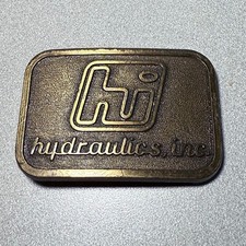 Vintage Hydraulics Inc Brass Belt Buckle Rectangular Design Coal Mining Mine