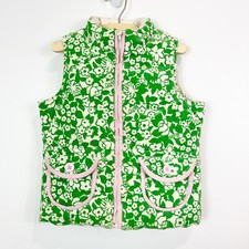 Lilly Pulitzer Floral Reversible Puffer Down Vest Green Pink Girls Size 7