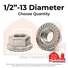 1/2"-13 316 Stainless Steel Serrated Hex Flange Nuts Coarse Thread (Pick Qty)