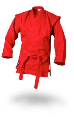 Ju Sports SAMBO JACKE KURTKA, INKL. GÜRTEL, rot. 160-190cm. 100% Baumwolle