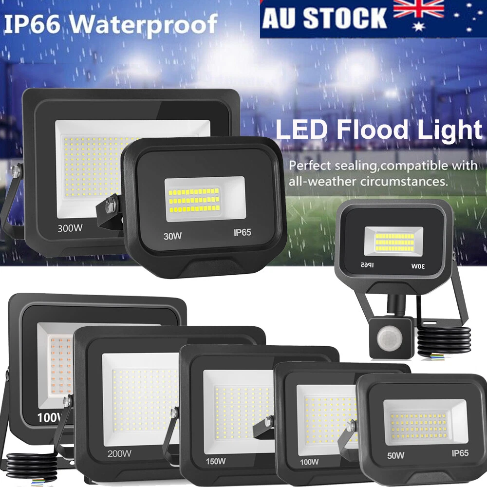 LED Flood Light 30 300W PIR Motion Sensor Spotlight Outdoor Garden Security Lamp