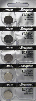 5 Fresh ENERGIZER CR1220 BATTERY 3V LITHIUM CR 1220 DL1220 BR1220 BRAND NEW