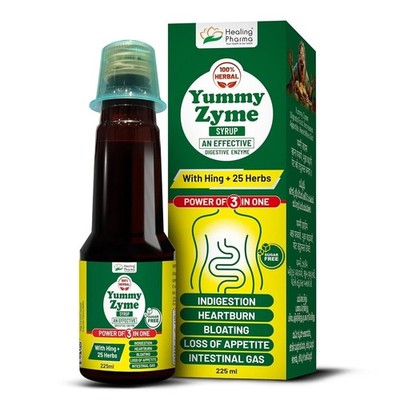 Healing Pharma Yummy Zyme Digestive Enzyme Syrup Relief from Bloating, Acidity