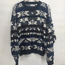 Saturdays Mens Sweater Large Geometric Pattern Crew Neck Pullover 90s Vintage