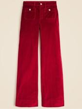 J.CREW Wide Leg High Waisted Velvet Sailor Trouser in Luxe Vivid Burgundy 26P