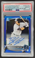 2025 Bowman Draft Brandon Compton Chrome Auto Blue Refractor /150 1st PSA 10 BK3