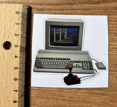 Commodore AMIGA 500 mit Competition Pro - Kult Aufkleber Retro Vintage - Neu
