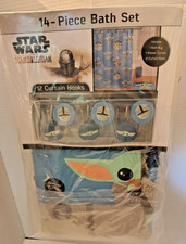 Star Wars The Mandalorian Grogu Baby Yoda 14 Piece Bath Set Shower Curtain Rug