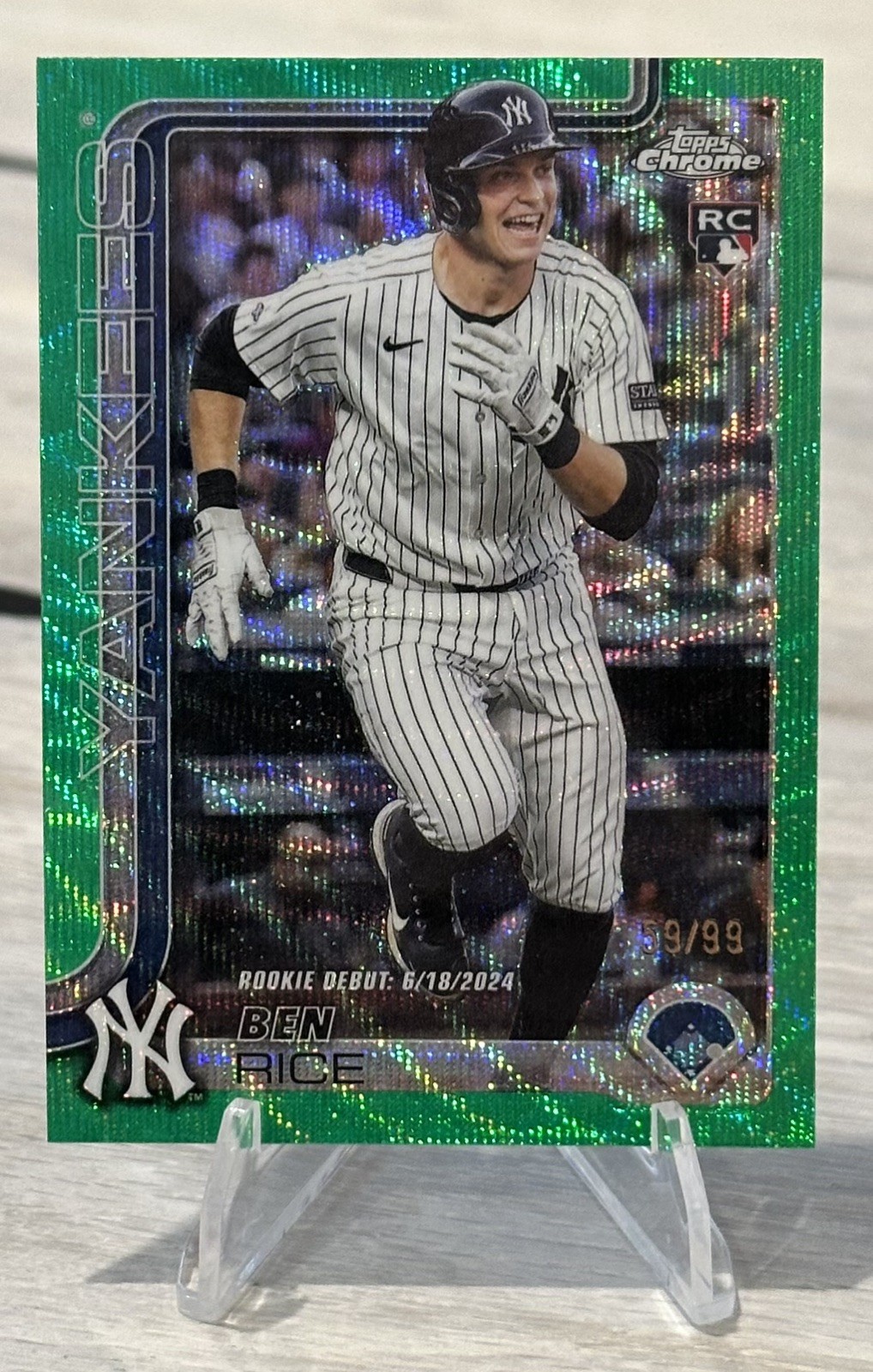 2025 Topps Chrome Update Ben Rice (RC) Debut USC138 Green Wave /99 Yankee Rookie