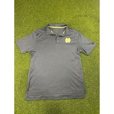 Notre Dame Fighting Irish Mens Large Gray Performance Polo Shirt ND Logo L