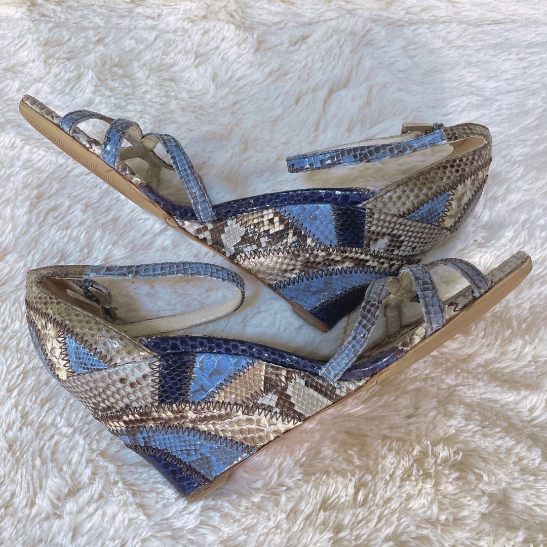 Prada Authentic Python Print Wedge Sandals Women'… - image 5