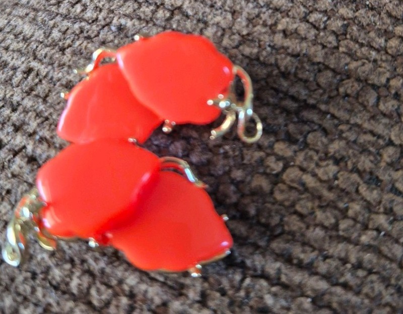   Older  App 1 1/2" Clip on Brightly Colored orange women jewelry earrings. 