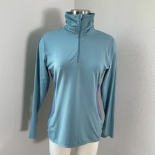 Title Nine Womens Medium Quarter Zip Pullover Top Dusty Blue Athletic Shirt