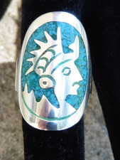 Taxco Vintage Inlay Turquoise Ring S/S 925