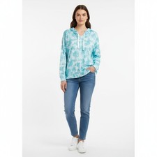 NWT Bobbie Brooks Womens 3X Tie-Dye Blue White Hoodie Pullover Long Sleeve