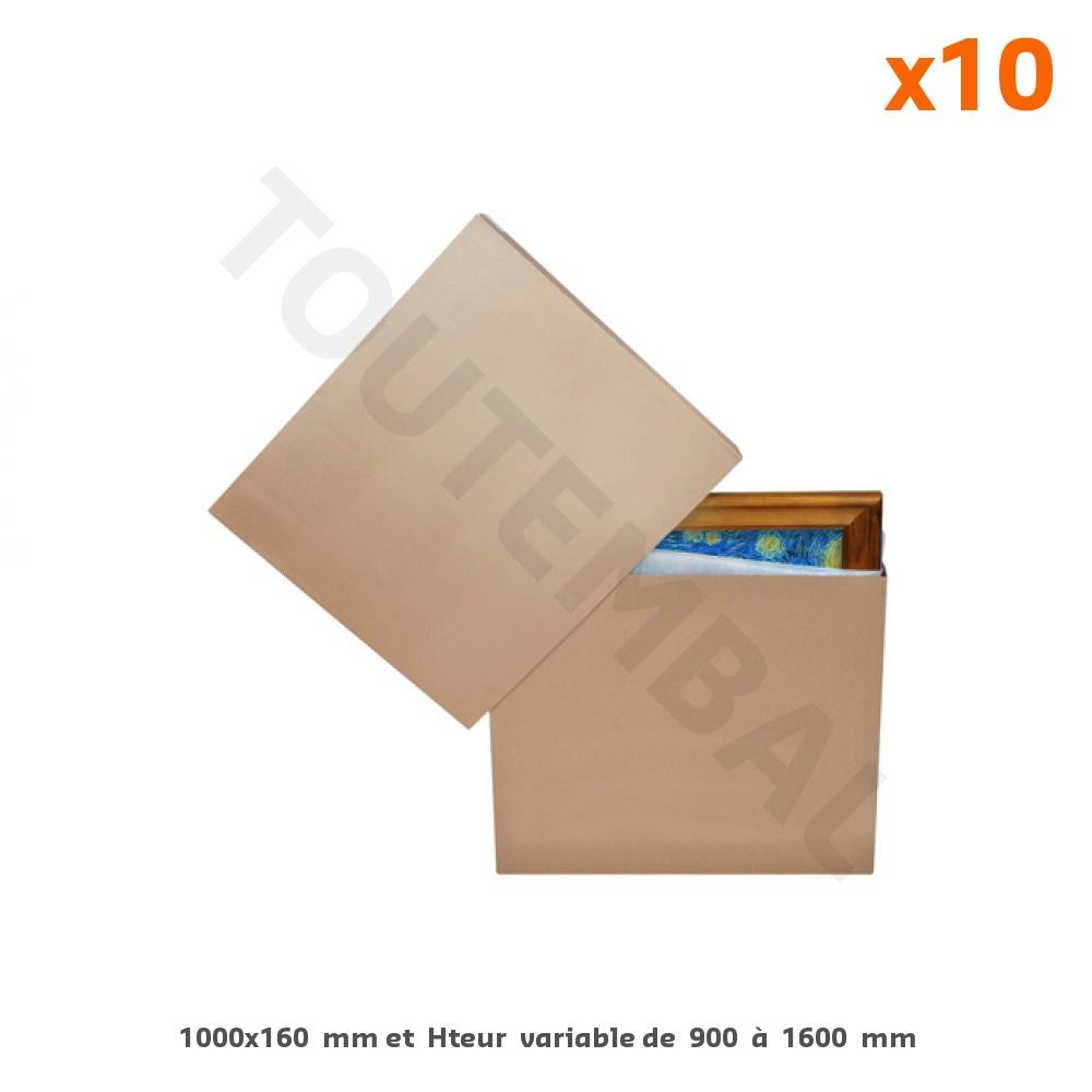 Caisse carton TV telescopique haute resistance pour transport de tableaux de valeur