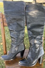 Vintage Zodiac Women's USA Made Black Leather Knee High Boots Size 6