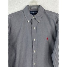 Polo Ralph Lauren Blake Mens M Navy Gingham Check Button Down Cotton Shirt
