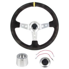 14 Black Suede Steering Wheel Kit Chevy Camaro 67 Chevelle El Camino 67-68...