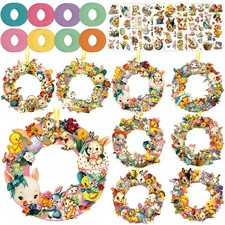 48 Sets Easter Wreath Craft Kits Vintage Easter Hanging Ornaments Decor DIY B...