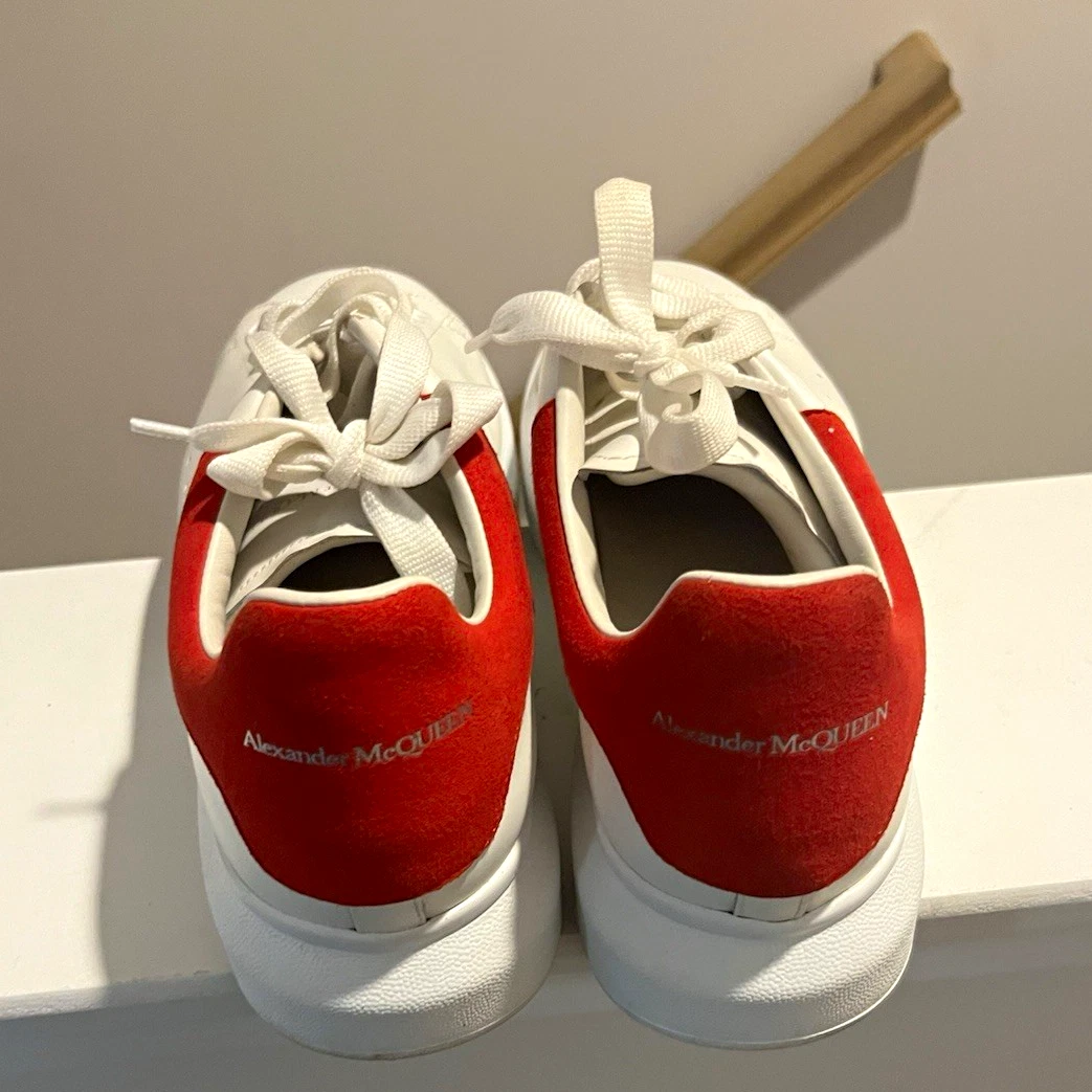 Alexander McQueen Oversized Low Top Lace-Up Men's Athletic Sneakers White Red