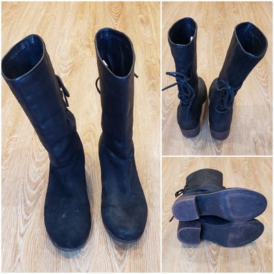 UGG Australia Cary Black Leather Mid-Calf Boots Women's Shoes Size 7