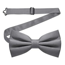 Solid Color Pre-tied Bow Tie Adjustable Bowtie for Men Grey
