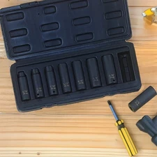 Vulcan 8-Piece 6-Point Deep Impact Socket Set with 3/8 Drive Size, Chrome