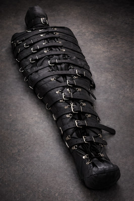 Full Body Real Leather Bondage Sleep Sack Mummy Binding Sack Bodysuit with Belts