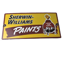 Vintage Sherwin Williams Paints Sign - Gas Station Pump Porcelain Ad Sign
