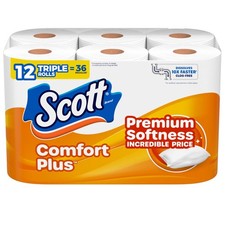 Scott ComfortPlus Toilet Paper, 12 Triple 231 sheets Pack of 12 , White