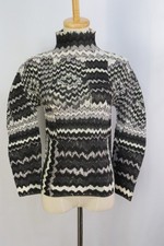 Authentic ISSEY MIYAKE me Black/Gray Pleats High Neck Long Sleeve Top 074 9378