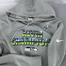 Seattle Seahawks Hoodie Mens Medium Nike Super Bowl XLVIII Champions Therma Fit