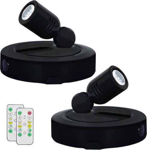Foco LED a batería, focos interiores, foco alimentado negro-3000K - Imagen 1 de 7