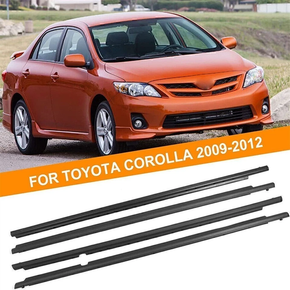 4Pcs Door Window Weatherstrips Belt Seal Moulding Trim For Toyota Corolla 09-12 - Image 2 of 4