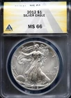 2012 .999 Silver 1oz $1 Silver American Eagle MS 66 ANACS # 7994196 + Bonus