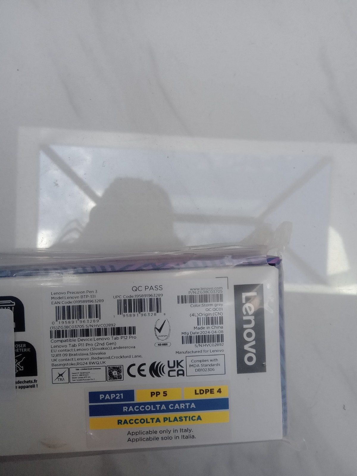 Lenovo Stylus, Penna di Precisione 3 13g Gris Penna di Ingresso per Tablet, 14067296000 (Grigio) foto 3