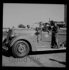 #NN1 - ee B&W Vintage Photo Negative- Men- Fire Engine - 1943