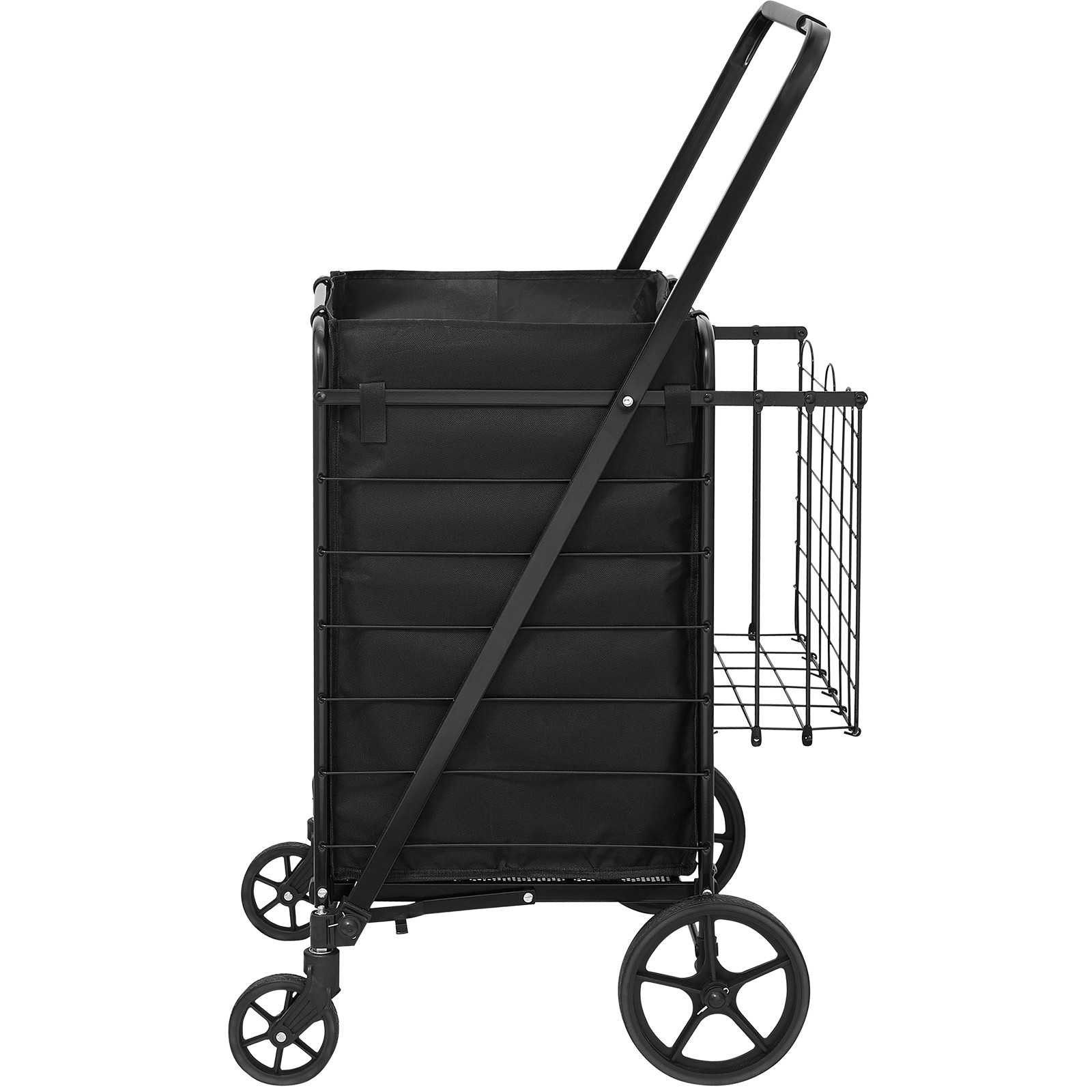 Uimoso Folding Shopping Cart Rolling Grocery Cart with Double Baskets 210 LBS