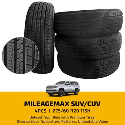 Fits Honda Pilot Toyota Highlander 4 MILEAGEMAX SUV Tires 275/60R20 115H 8.8mm