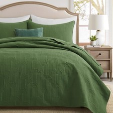 Quilt King Size with Pillow Shams, Summer Lightweight Arch Pattern Bedspreads, S