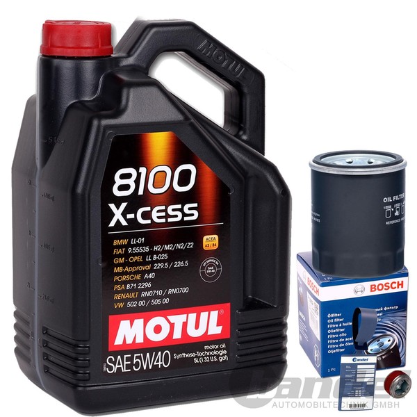 Bosch ÖLfilter 0986452041+MOTUL 5W40 FüR Fiat Doblo 500 Punto Panda Stilo Qubo-image