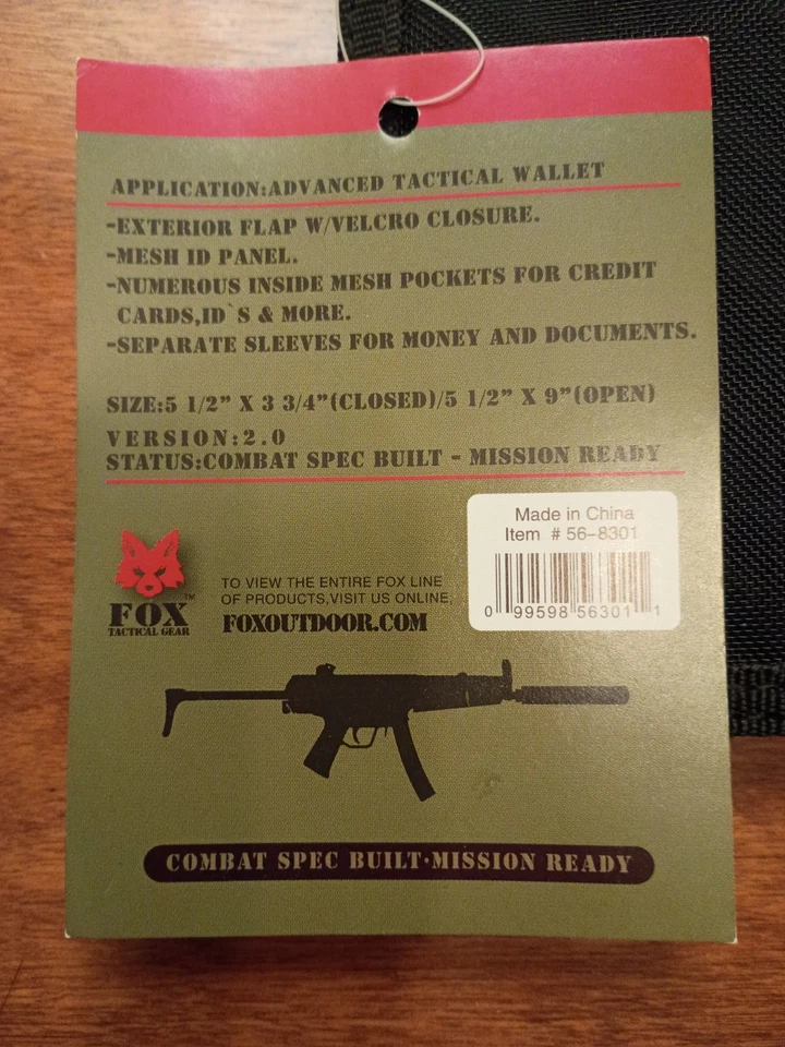 Fox Outdoor Products Advanced Tactical Wallet Black #56-8301 - Image 3 of 4