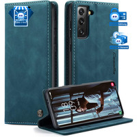 HandyhüLle Klappbar Flip Case Leder Magnet Kartenfach FüR Galaxy S21 5G BlaugrüN