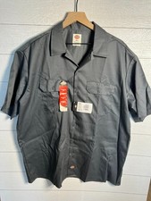 Dickies New XL Short Sleeve Work Shirt Men Charcoal Grey Original Fit Button Up