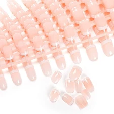 LIARTY 240 Pcs Natural French Short False Nails 12 Size Acrylic Full Cover Nails