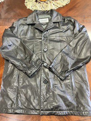 Vintage Wilson Leather Pelle Studio Men Jacket XL  Black Button
